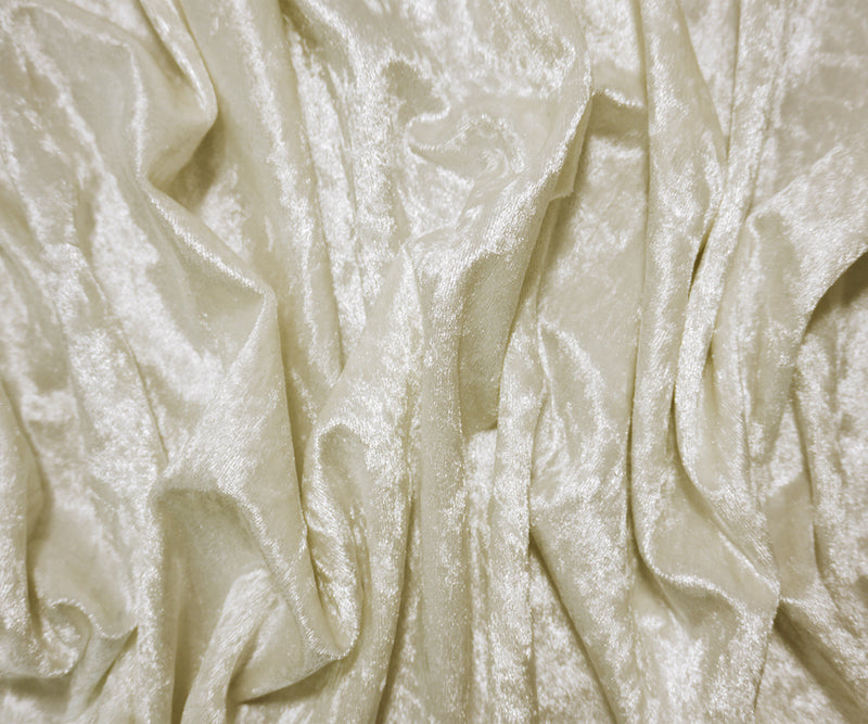 White Poly Spandex Stretch Solid Crushed Velvet Knit Fabric
