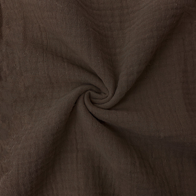 Brown Cotton Solid Double Gauze Woven Fabric