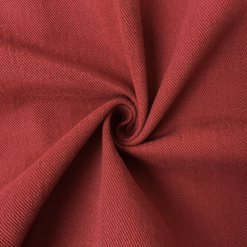 Red Cotton 11 oz. Solid Brushed Face Bull Denim Woven Fabric