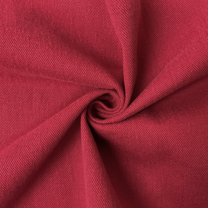 Red 11 oz. Cotton Brushed Face Bull Denim Woven Fabric