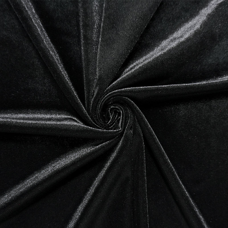 Black Poly Spandex Stretch Velvet Knit Fabric
