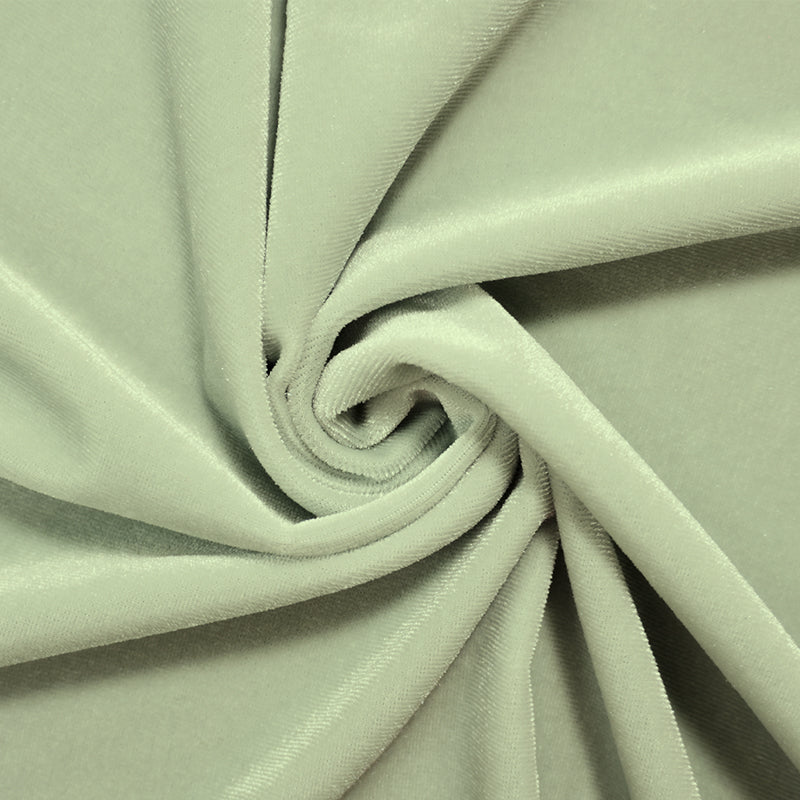 Sage Green Poly Spandex Stretch Velvet Knit Fabric