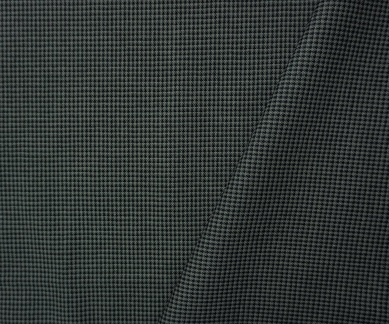 Black-Gray Cotton Micro Check Woven Fabric