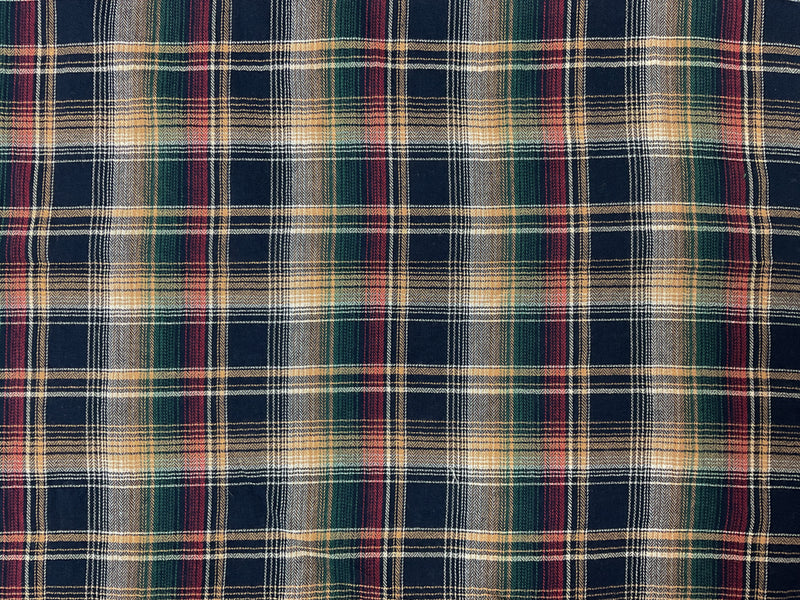 Navy-Orange-Multi Cotton Plaid Herringbone Twill Woven Fabric