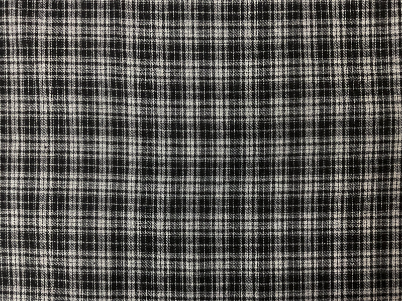 Black-Gray Cotton Plaid Flannel Twill Woven Fabric