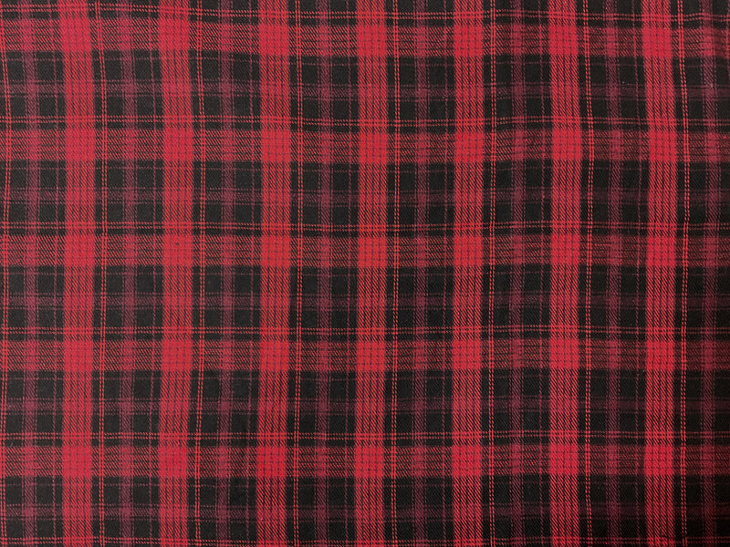 Red-Black Cotton Plaid Flannel Twill Woven Fabric