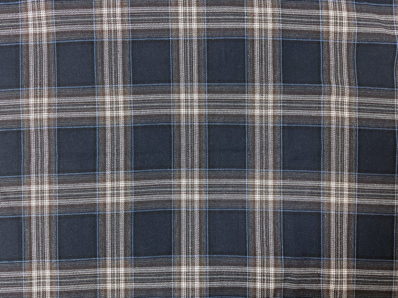 Blue-Brown-Multi Rayon Cotton Plaid Flannel Twill Woven Fabric