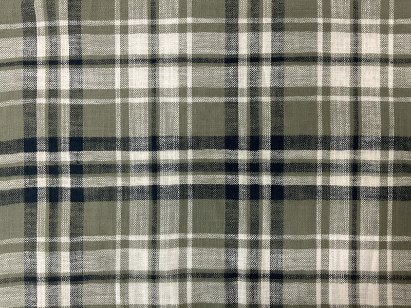 Green-Navy-Multi Cotton Plaid Flannel Twill Woven Fabric