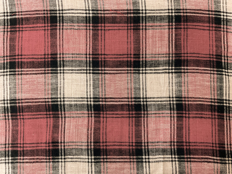 Pink Cotton Plaid Flannel Twill Woven Fabric