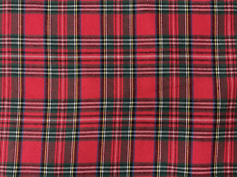 Red-Green-Multi Poly Cotton Plaid Flannel Twill Woven Fabric