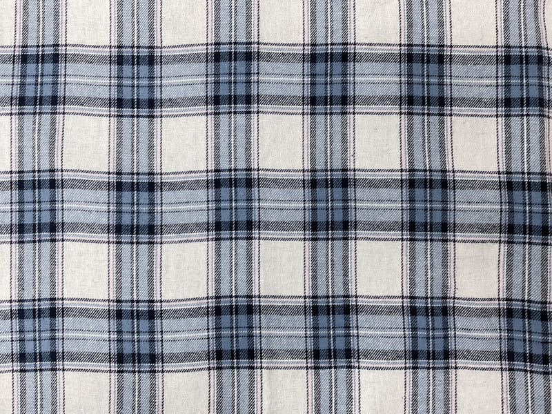 Blue-Pink-White Cotton Plaid Flannel Twill Woven Fabric