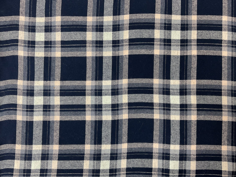 Navy-Light Pink-Multi Cotton Plaid Flannel Twill Woven Fabric