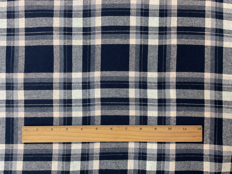 Navy-Light Pink-Multi Cotton Plaid Flannel Twill Woven Fabric