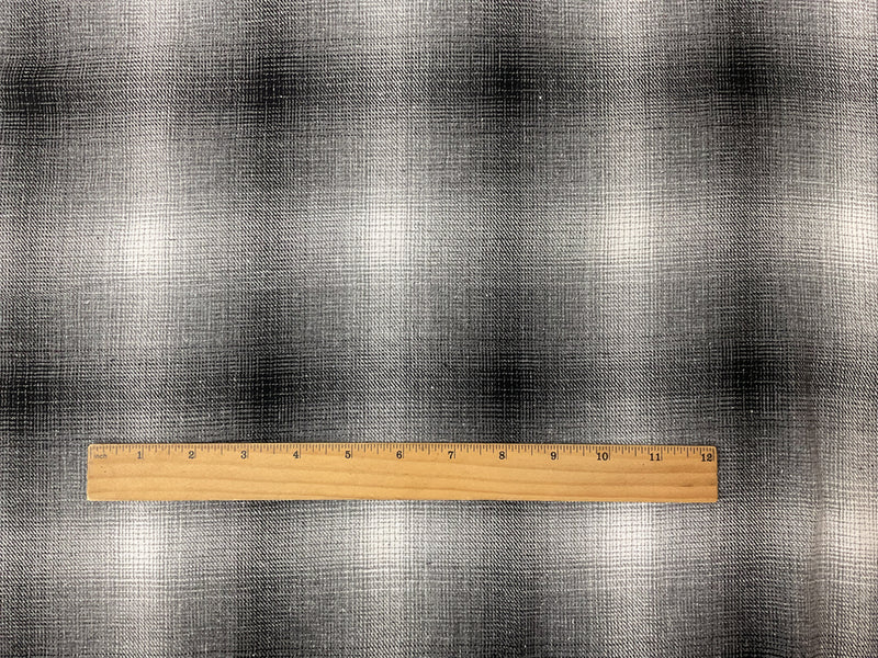 Gray-Black-White Rayon Cotton Plaid Flannel Twill Woven Fabric