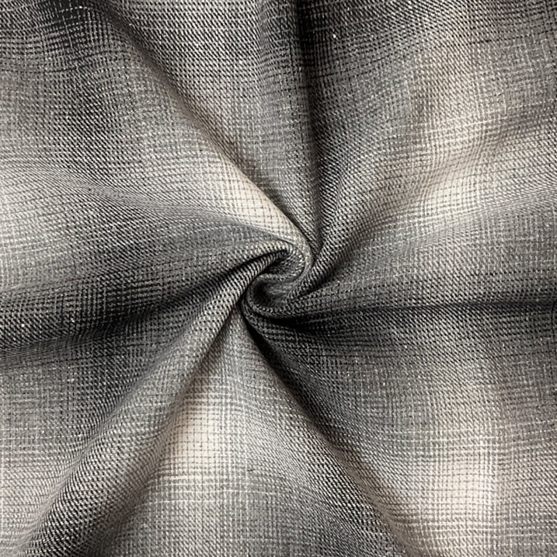 Gray-Black-White Rayon Cotton Plaid Flannel Twill Woven Fabric