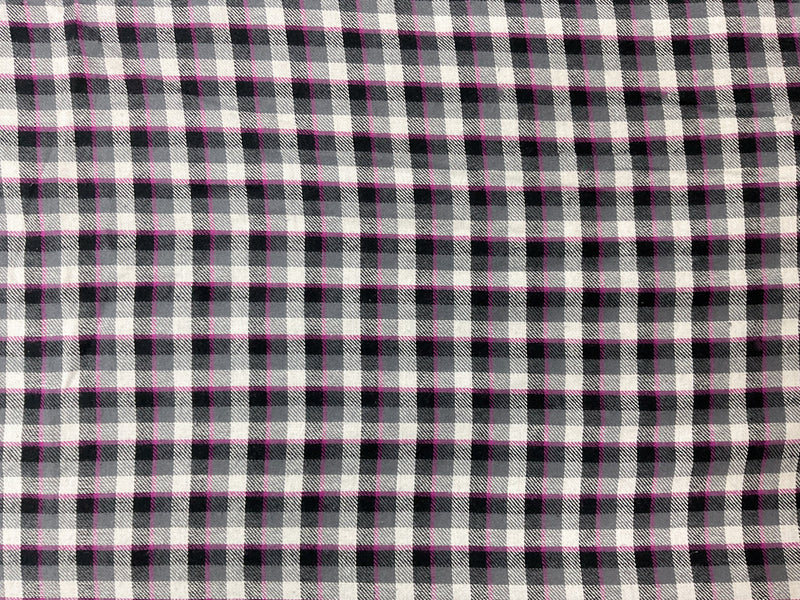 Black-Purple-Multi Cotton Plaid Flannel Twill Woven Fabric