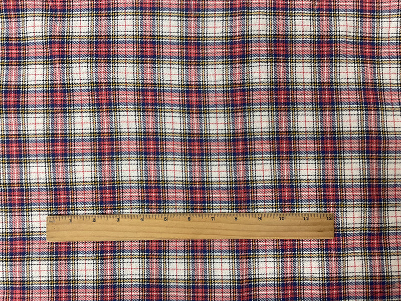 Red-Blue-Mullti Cotton Plaid Flannel Twill Woven Fabric