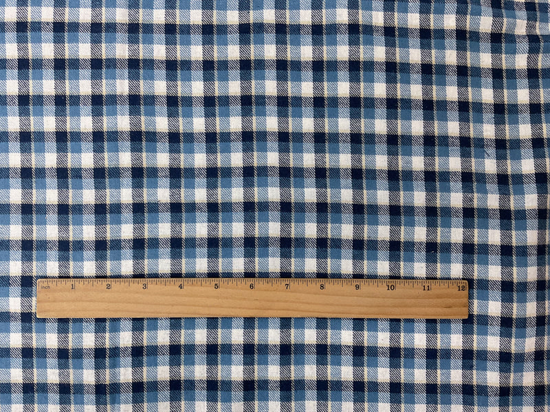 Blue-Navy-Multi Cotton Plaid Flannel Twill Woven Fabric