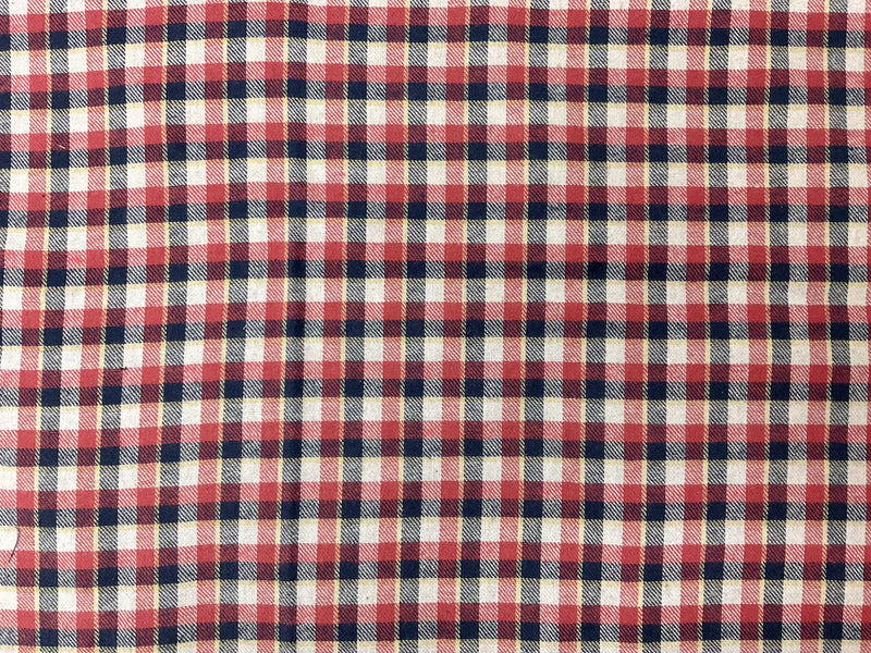 Red-Blue-Multi Cotton Plaid Flannel Twill Woven Fabric