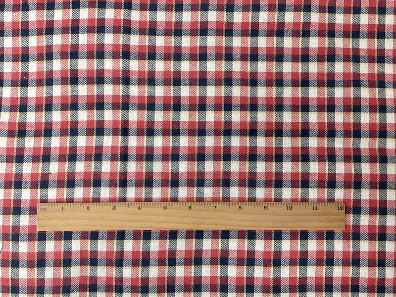 Red-Blue-Multi Cotton Plaid Flannel Twill Woven Fabric