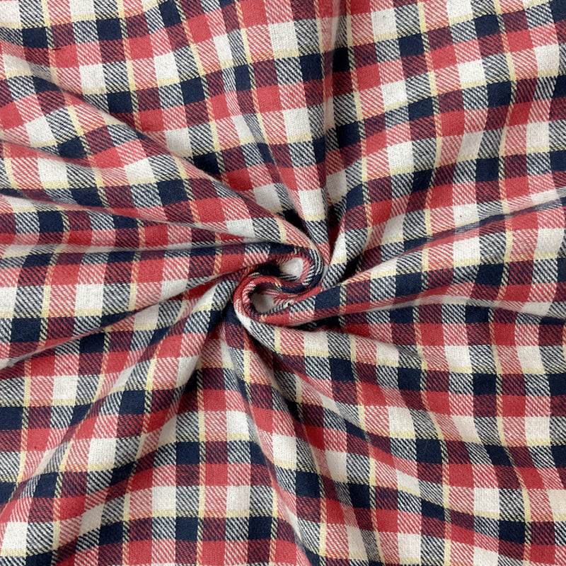 Red-Blue-Multi Cotton Plaid Flannel Twill Woven Fabric