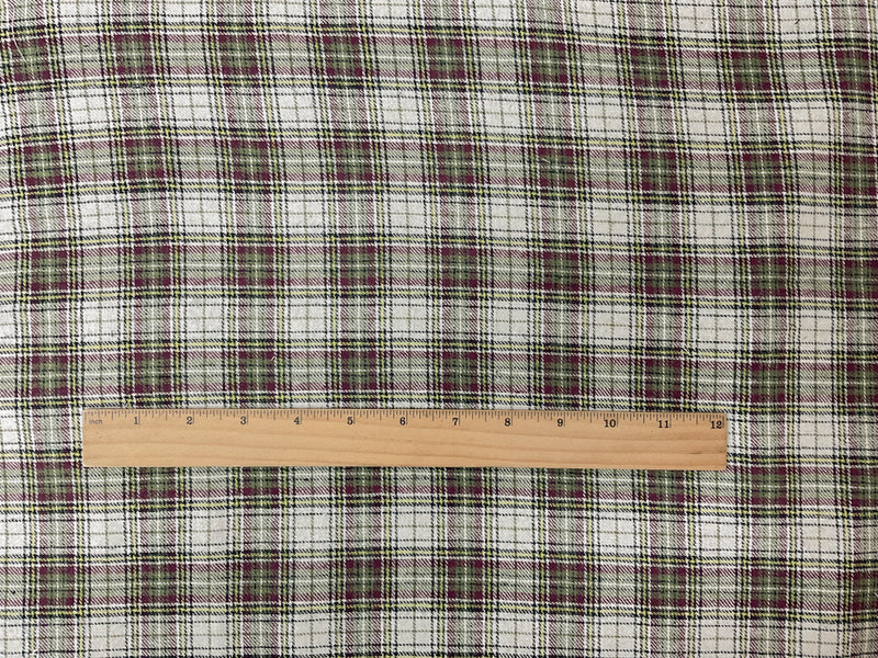 Green-Purple-Multi Cotton Plaid Flannel Twill Woven Fabric