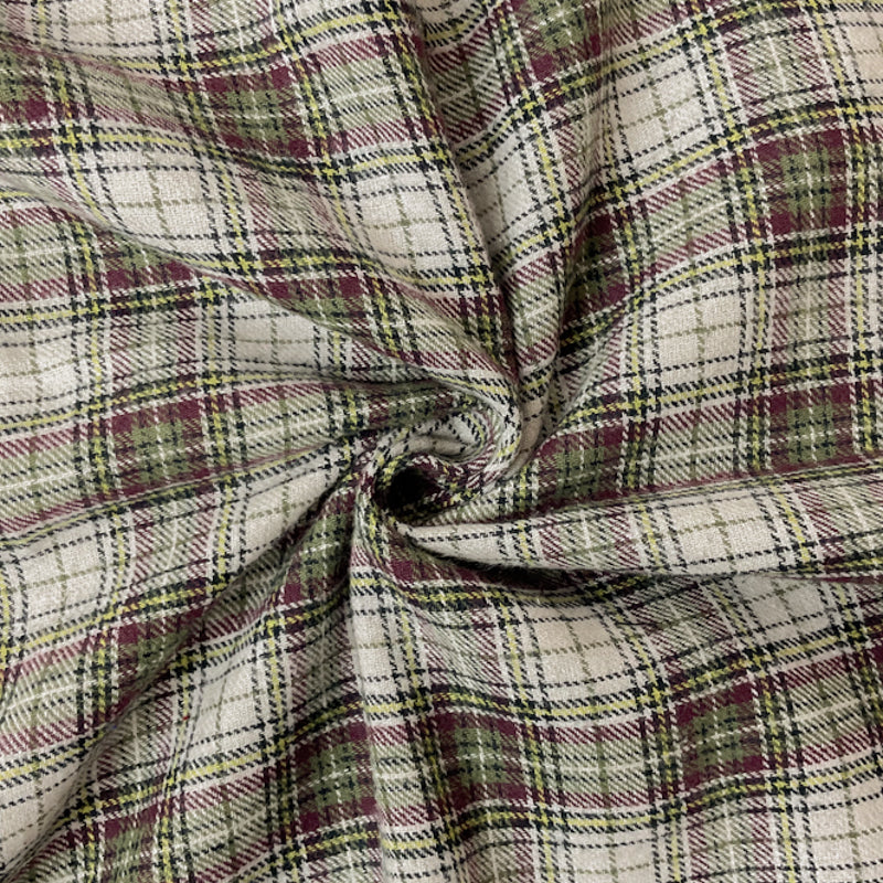 Green-Purple-Multi Cotton Plaid Flannel Twill Woven Fabric