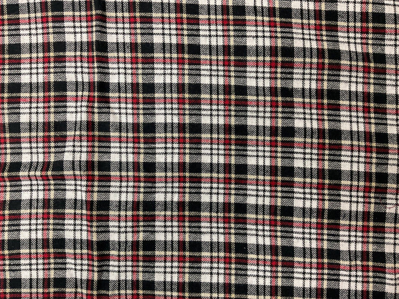 Black-Red-Multi Cotton Plaid Flannel Twill Woven Fabric