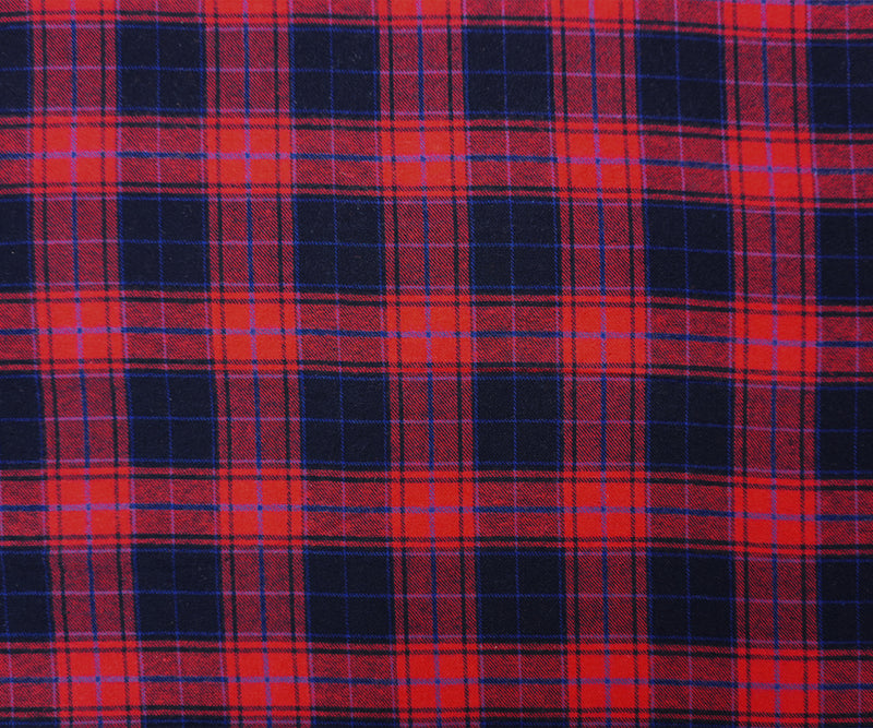 Red-Blue Cotton Plaid Flannel Twill Woven Fabric