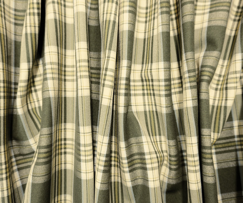 Green-Yellow-Multi Rayon Cotton Stretch Plaid Twill Woven Fabric