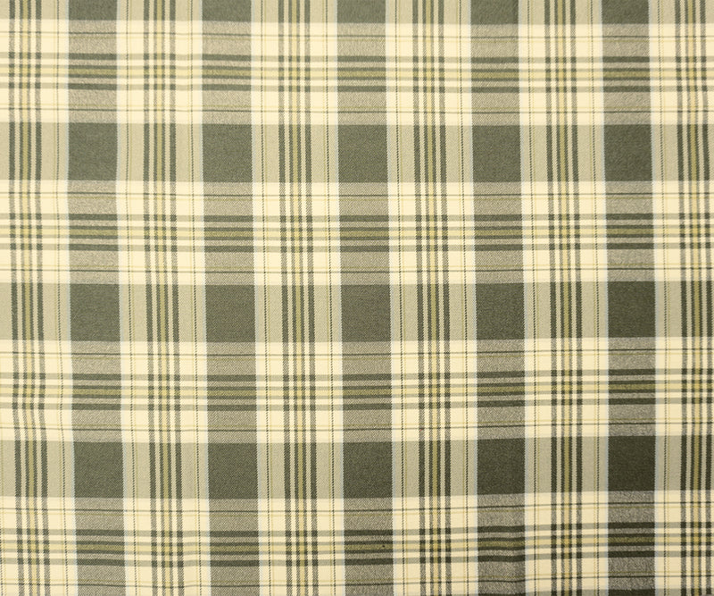 Green-Yellow-Multi Rayon Cotton Stretch Plaid Twill Woven Fabric