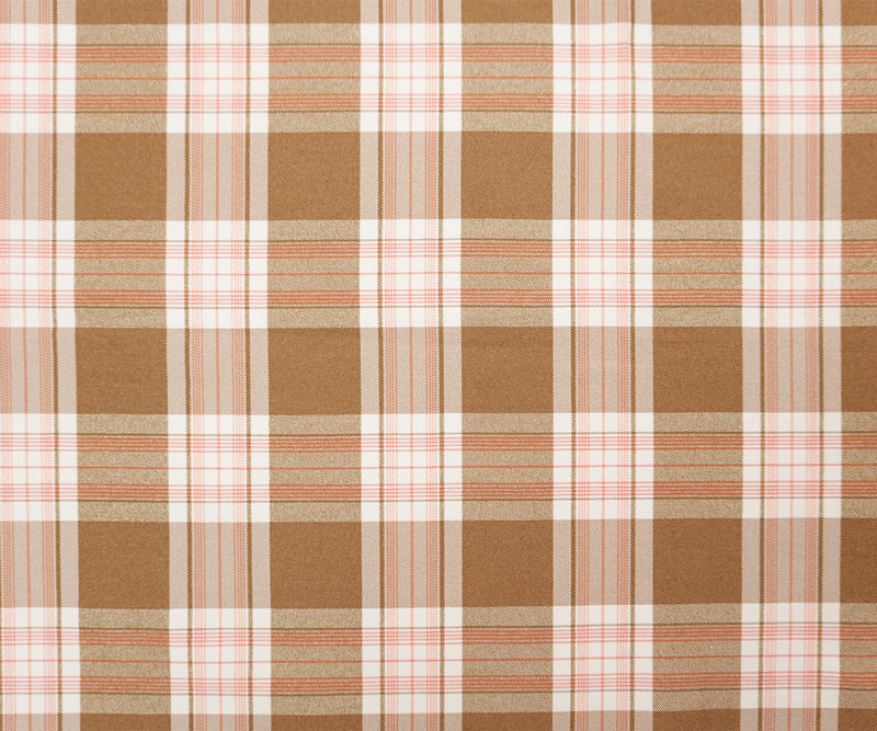 Brown-Coral Rayon Cotton Spandex Stretch Plaid Twill Woven Fabric