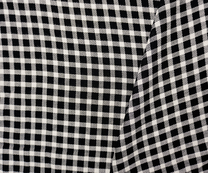 Black-White Rayon Check Twill Woven Fabric