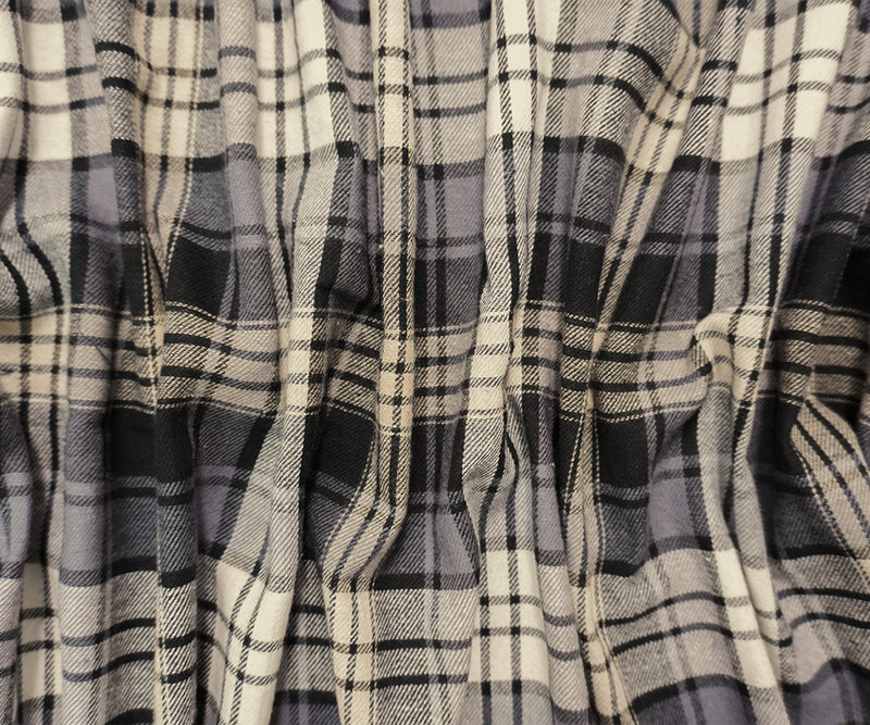 Black-Gray-Multi Cotton Plaid Flannel Twill Woven Fabric