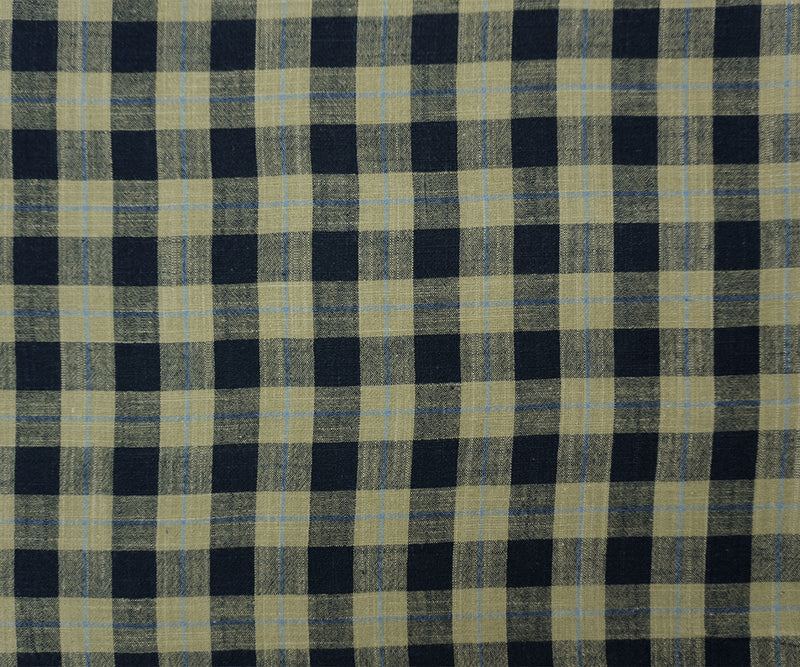 Green-Navy-Blue Cotton Plaid Woven Fabric