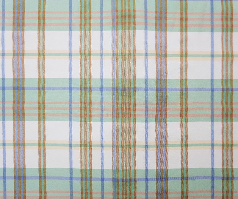 Green-Brown-Multi Rayon Cotton Stretch Plaid Twill Woven Fabric