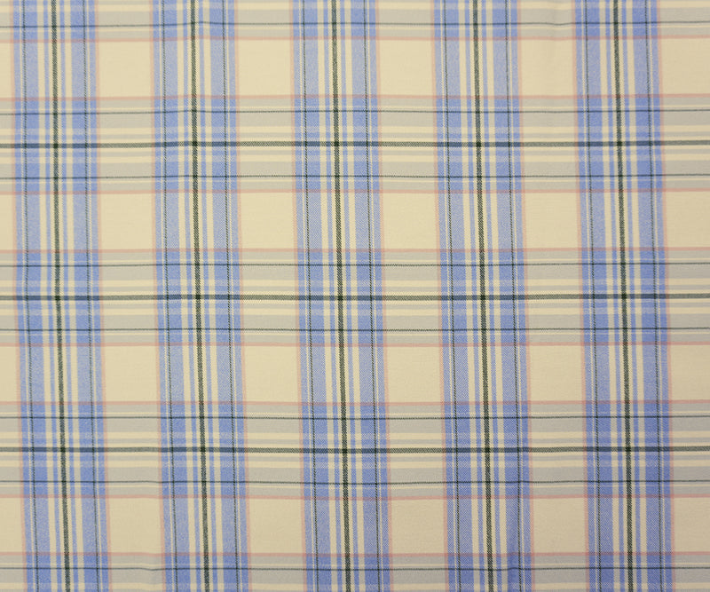 Blue-Pink-Multi Rayon Cotton Stretch Plaid Twill Woven Fabric