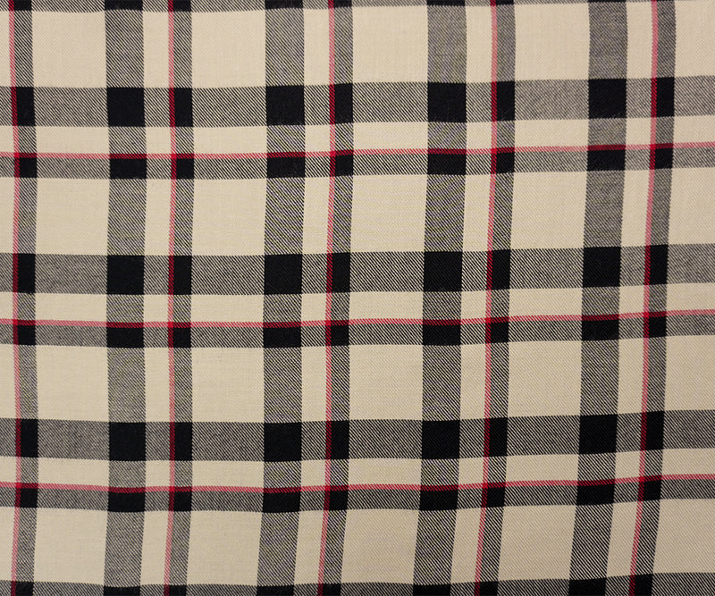 Black-Red-Multi Rayon Plaid Twill Woven Fabric