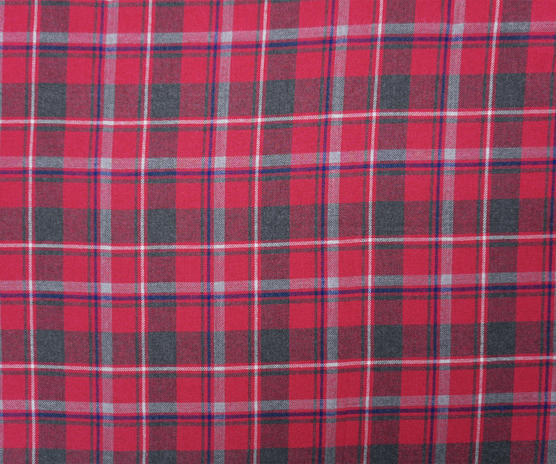 Red-Green-Multi Cotton Plaid Flannel Twill Woven Fabric