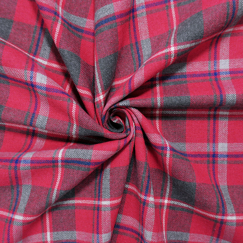 Red-Green-Multi Cotton Plaid Flannel Twill Woven Fabric