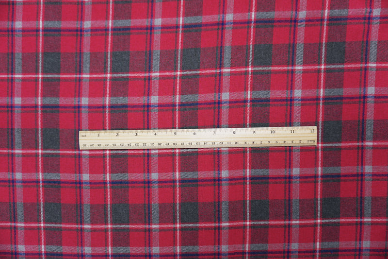 Red-Green-Multi Cotton Plaid Flannel Twill Woven Fabric