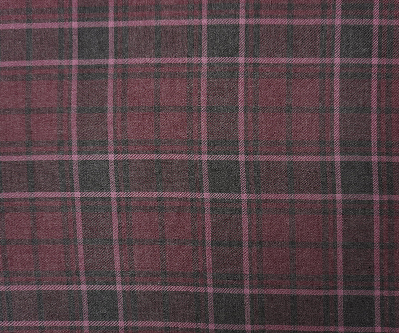 Burgundy-Multi Cotton Plaid Flannel Twill Woven Fabric