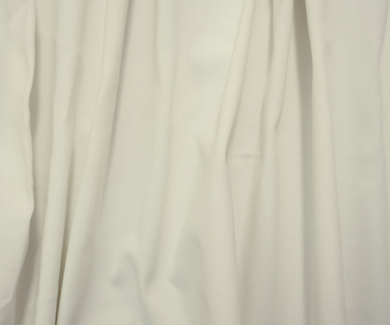 Ivory Cotton Spandex Stretch Solid Twill Woven Fabric