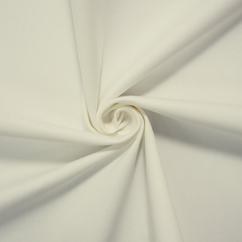 Ivory Cotton Spandex Stretch Solid Twill Woven Fabric