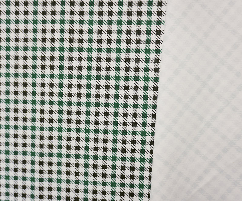 Green-Black-White Cotton Check-Houndstooth Twill Woven Fabric