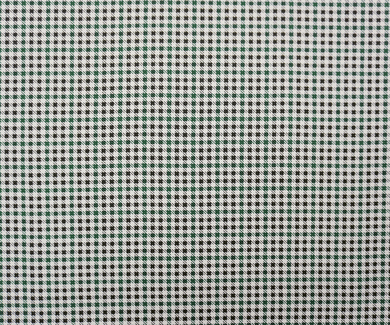 Green-Black-White Cotton Check-Houndstooth Twill Woven Fabric