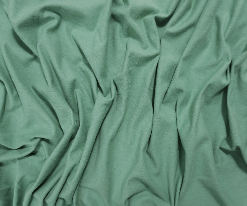 Green Cotton Spandex Stretch Solid Jersey Knit Fabric
