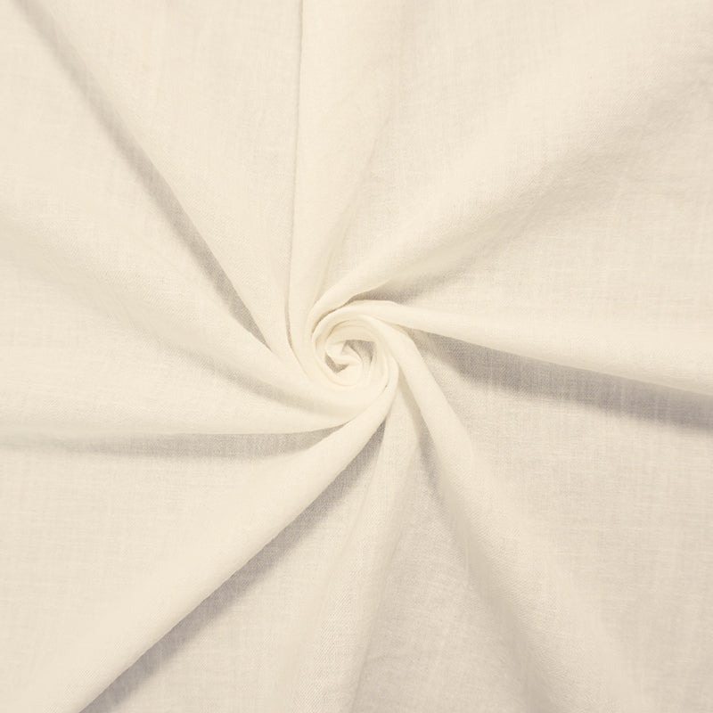 White Cotton Solid Crinkled Woven Fabric
