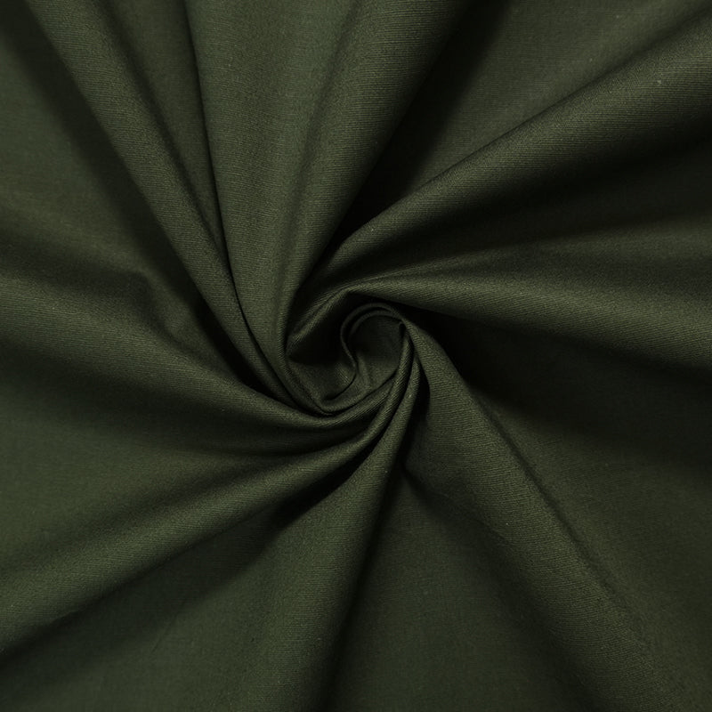 Green Cotton Spandex Stretch Solid Broadcloth Woven Fabric