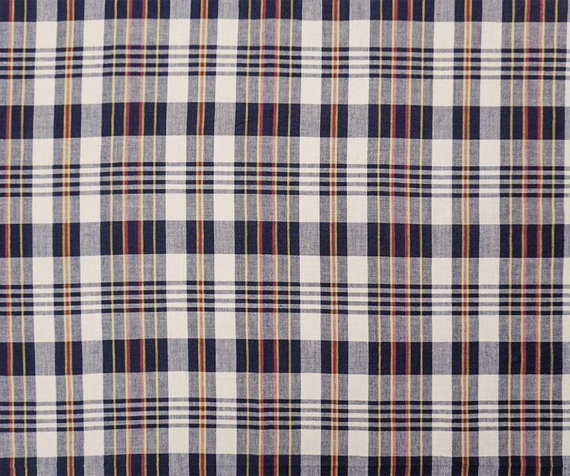 Navy-Yellow-Multi Cotton Plaid Madras Woven Fabric